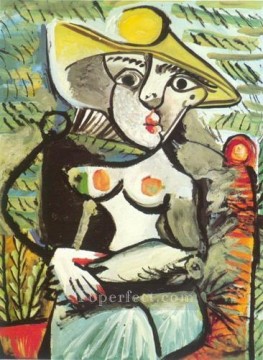Femme au chapeau assise 1971 Cubismo Pinturas al óleo